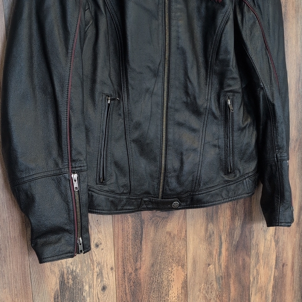 Harley Davidson Zip Out Hoodie Genuine Leather Jacket Coat XL R205 - Picture 4 of 16
